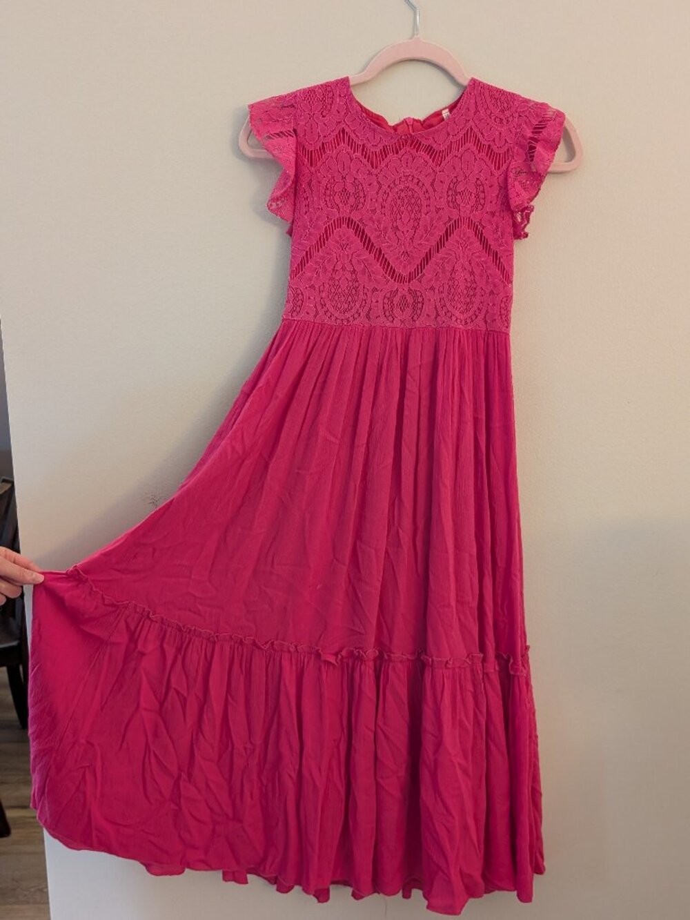 Boho Girls Lace Pink dress